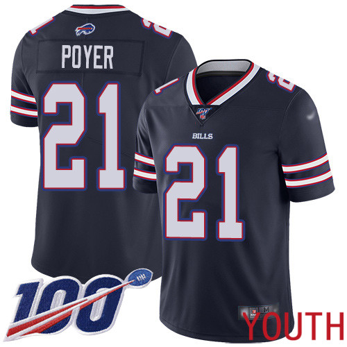 Youth Buffalo Bills #21 Jordan Poyer Limited Navy Blue Inverted Legend 100th Season NFL Jersey->women nfl jersey->Women Jersey